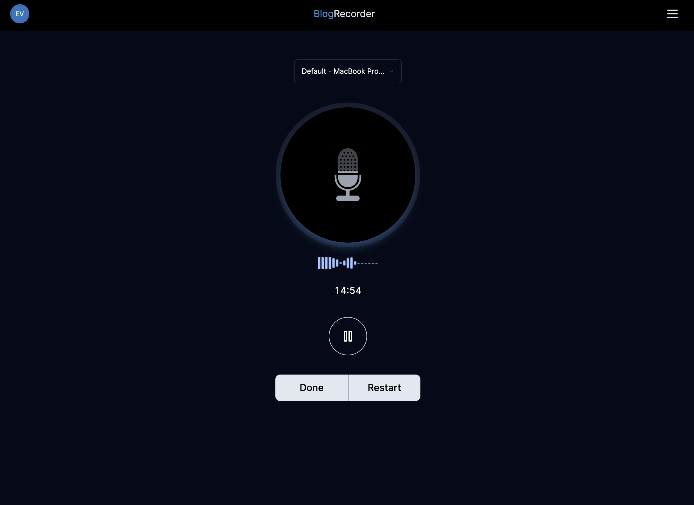 Blog Recorder audio recorder interface